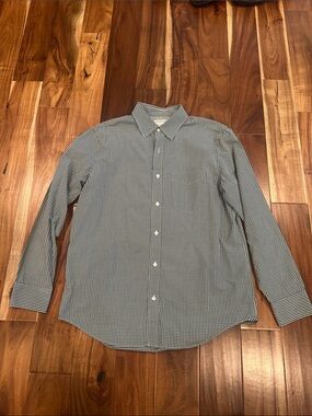 Men’s Banana Republic Forrest Green and White Gingham Dress Shirt